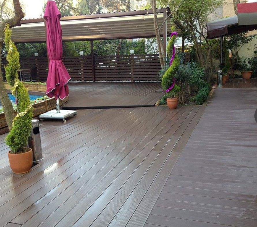 Cafe restoran dış mekan kompozit deck kaplama